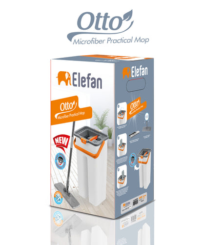 Ensemble de serpillères plates avec seau Elefan 9L – microfibre haute absorption