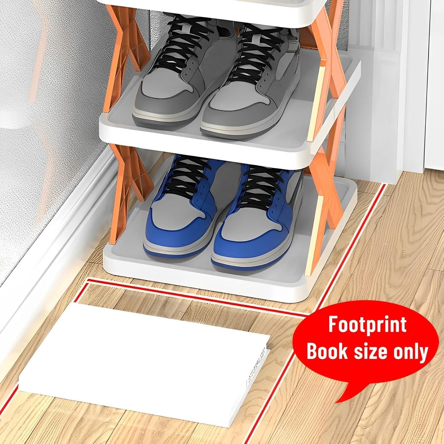 Étagère à chaussures pliable étroite avec 5 niveaux - En plastique