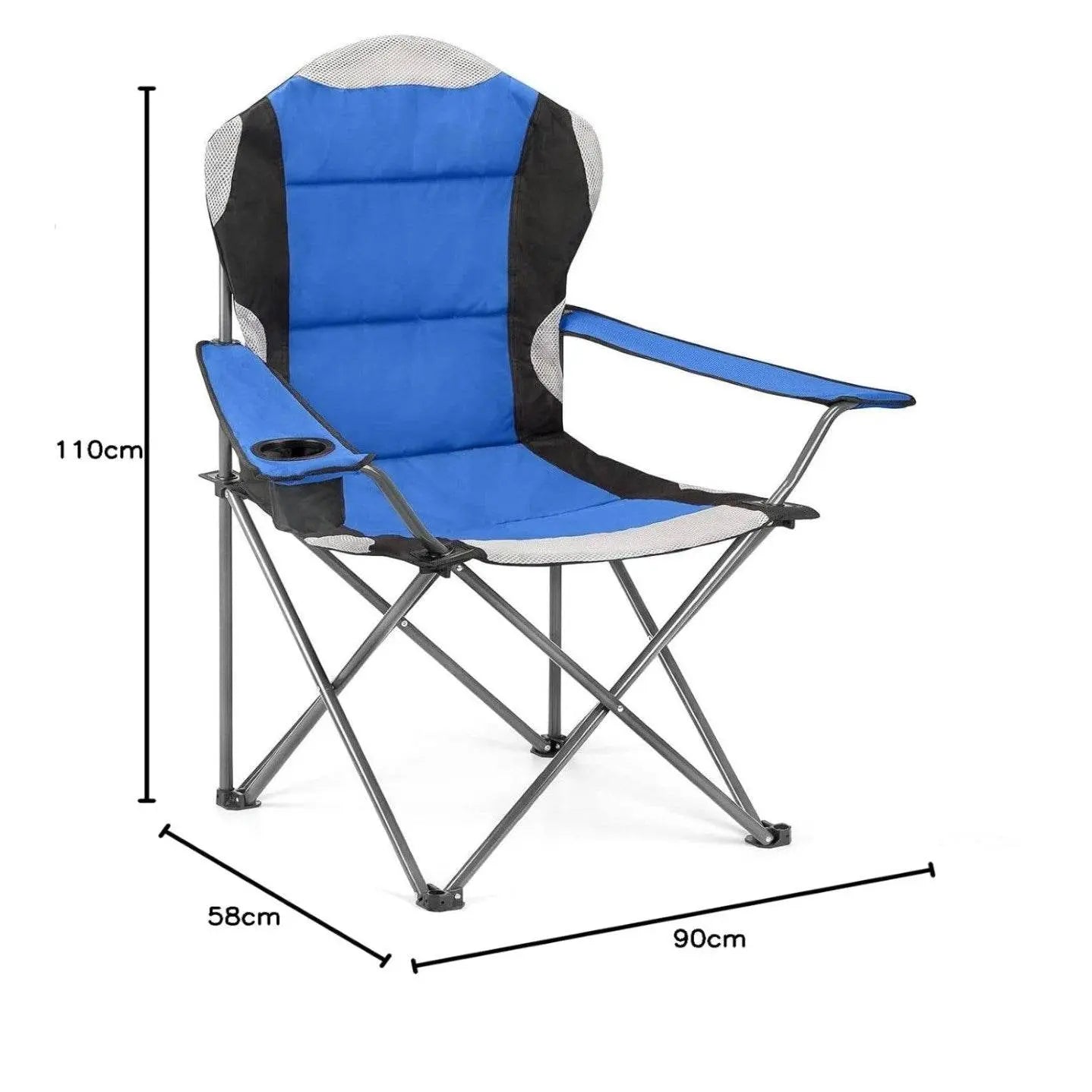 Chaise de camping Grand modèle pliantes avec porte-gobelet à dossier haut - Homex Market