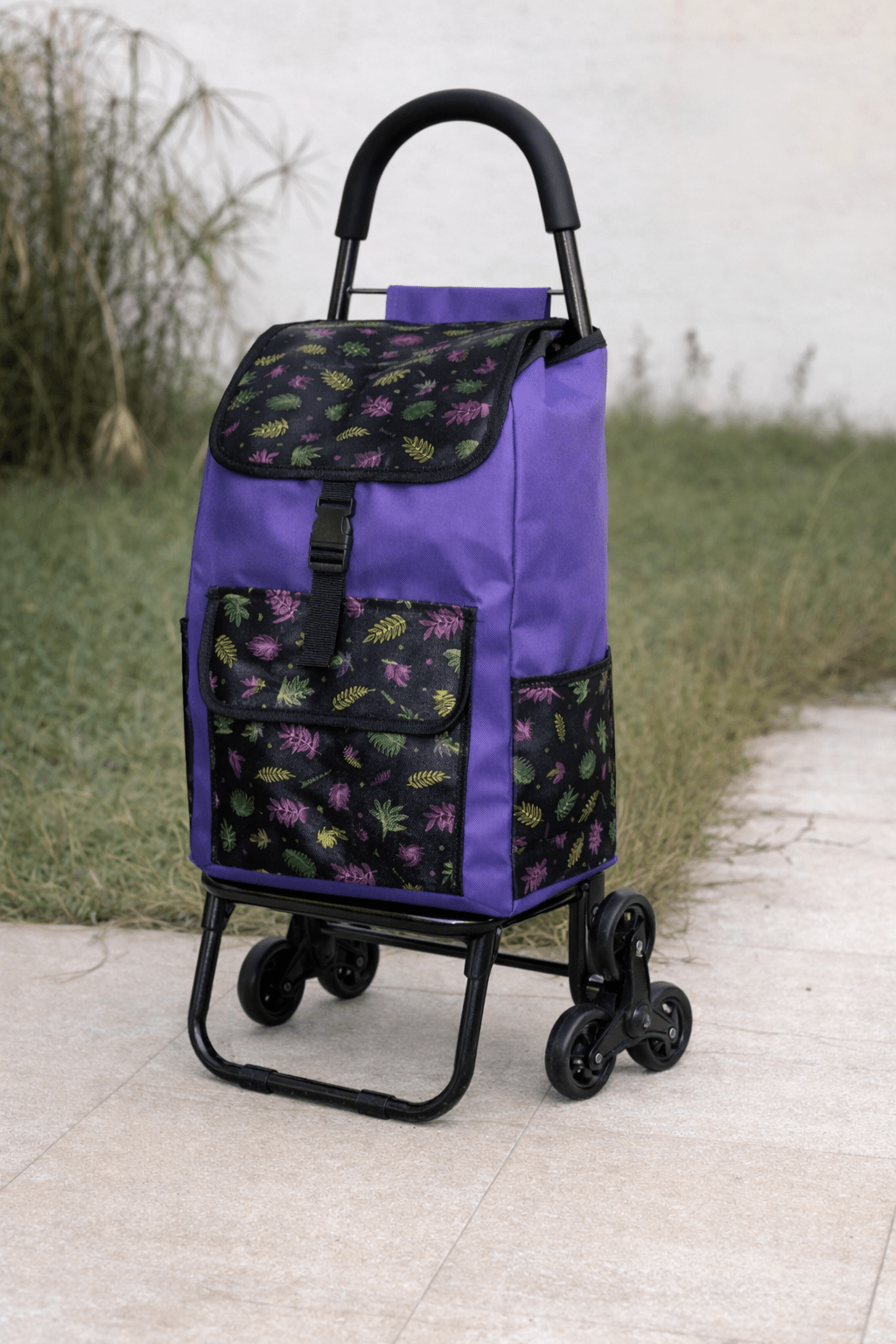 Chariot de courses 6 roues robuste multipoches - violet - Homex Market