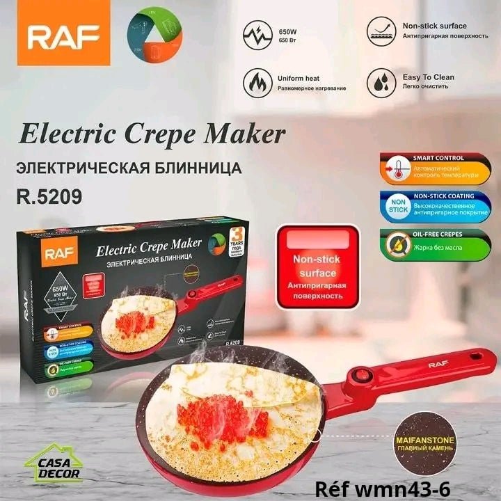 Crêpière Électrique 650W Rouge Raf - Homex Market