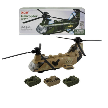 Hélicoptère Militaire avec 3 chars à roues