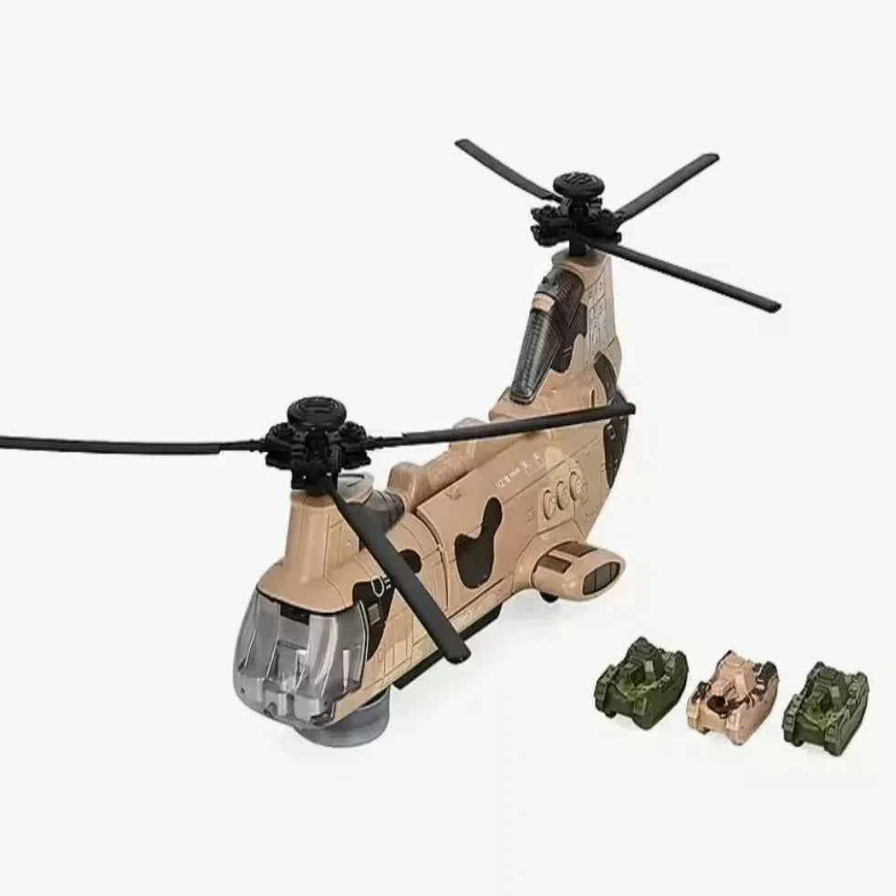 Hélicoptère Militaire avec 3 chars à roues