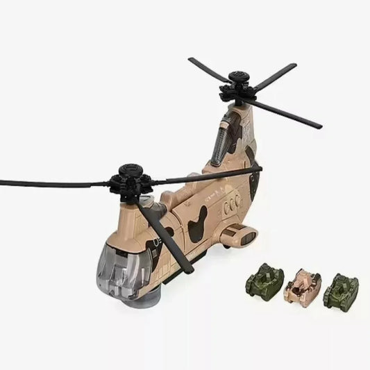 Hélicoptère Militaire avec 3 chars à roues