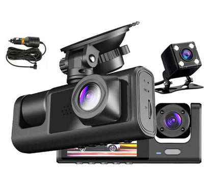 Caméra de Tableau de Bord à 3 Canaux, Image Haute Définition 1080P, Caméra de Voiture Grand Angle 170°+120°, Enregistreur de Conduite de Voiture Triple à Trois Voies
