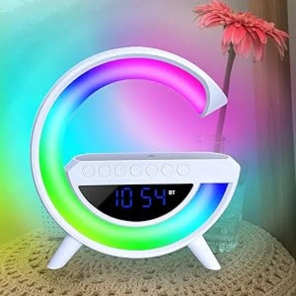 Lampe LED avec haut - parleur Bluetooth et chargeur sans fil radio réveil - Homex Market