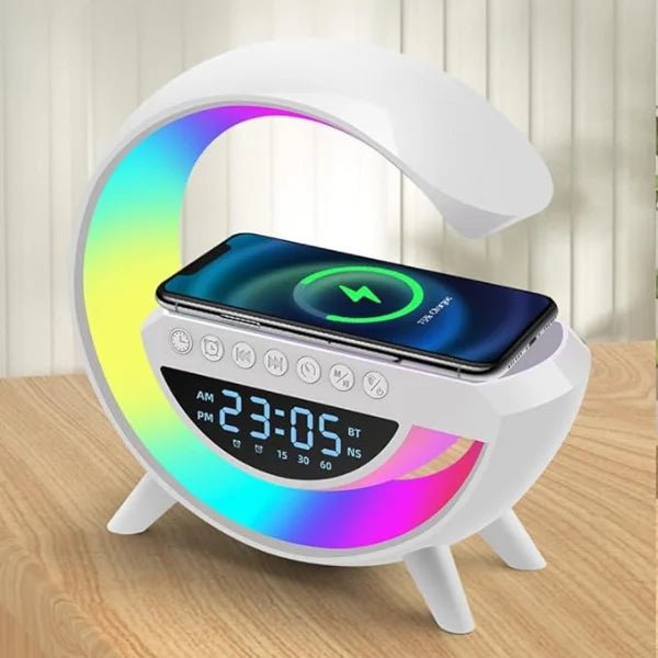 Lampe LED avec haut - parleur Bluetooth et chargeur sans fil radio réveil - Homex Market