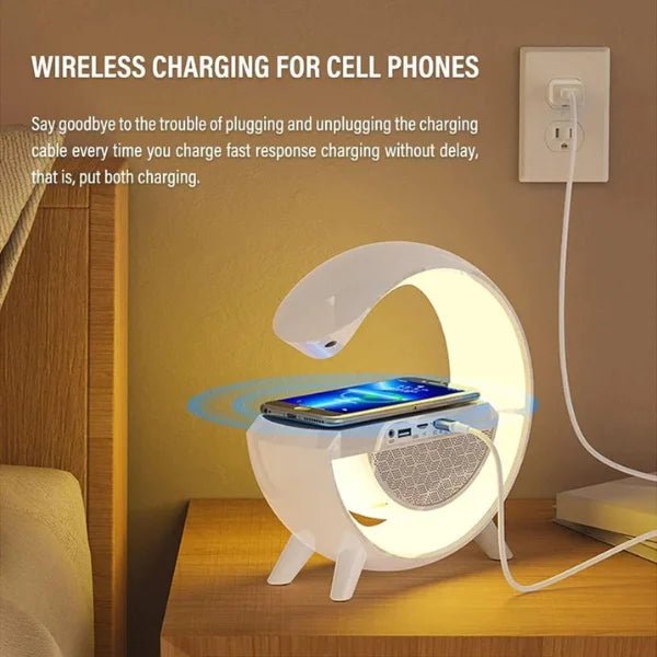 Lampe LED avec haut - parleur Bluetooth et chargeur sans fil radio réveil - Homex Market