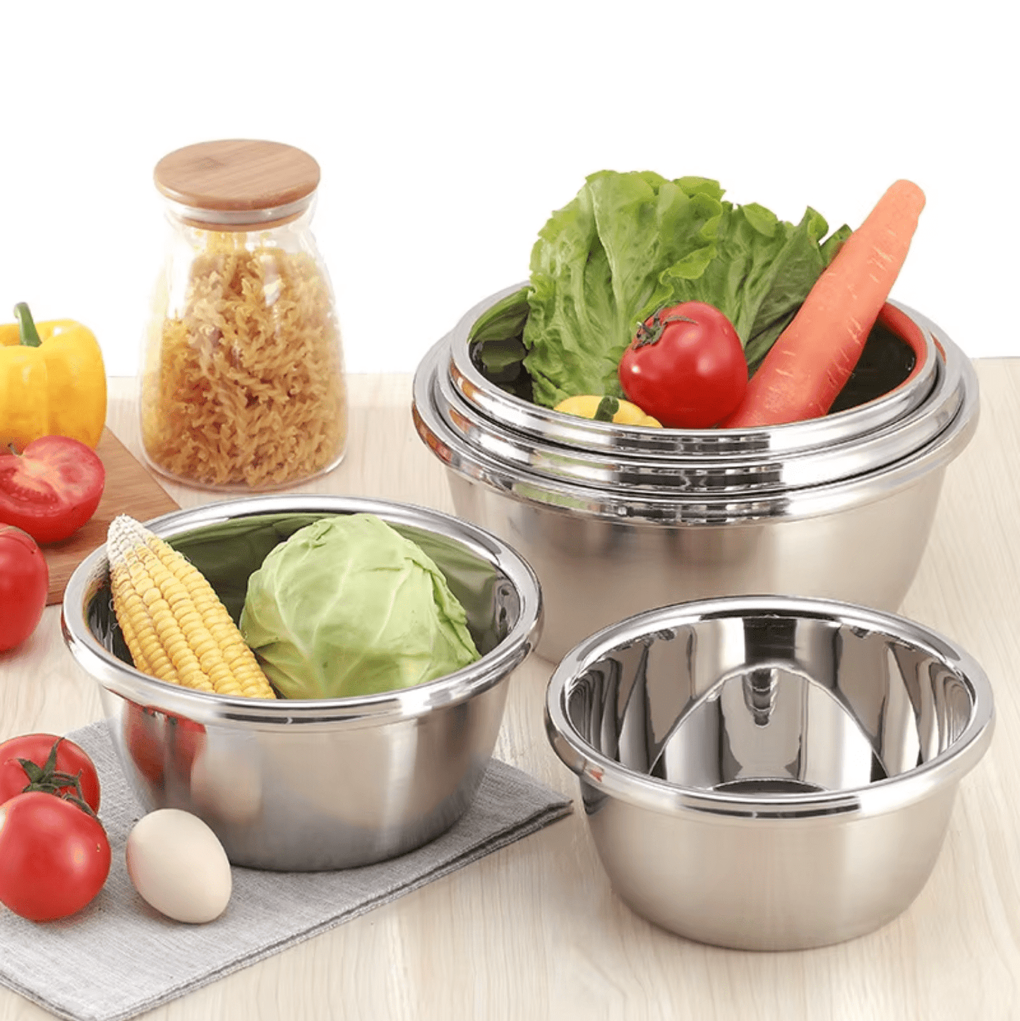 Lot de 5 Bols à Mélanger en Inox 18/10 Ironix - Homex Market