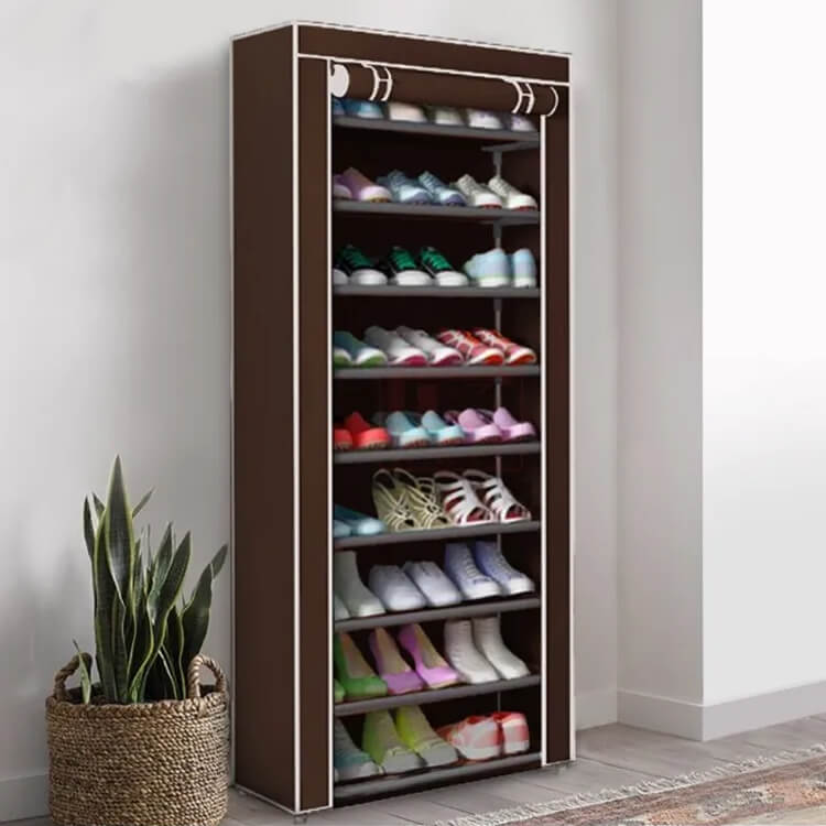 Meuble à Chaussures en Tissu 9 Niveaux Marron - Homex Market