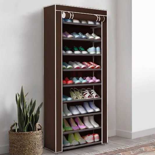 Meuble à Chaussures en Tissu 9 Niveaux Marron - Homex Market