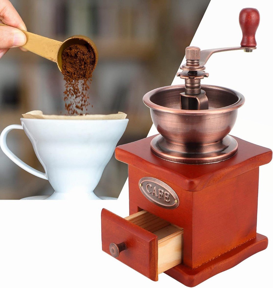 Moulin à Café Manuel avec Manivelle en Bois - Homex Market