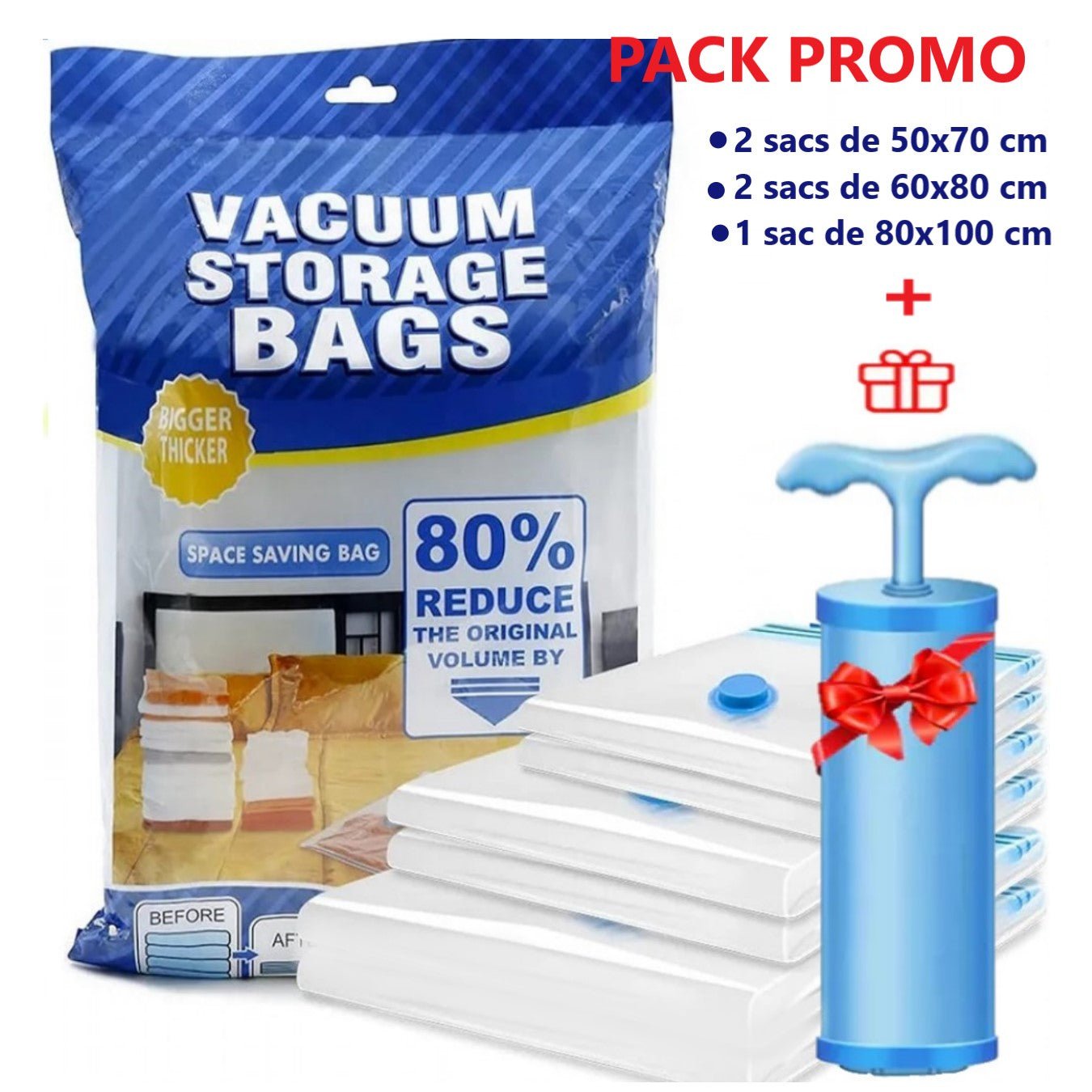 Pack de 5 Sacs de Rangement Sous Vide avec Pompe – Réutilisable - Homex Market