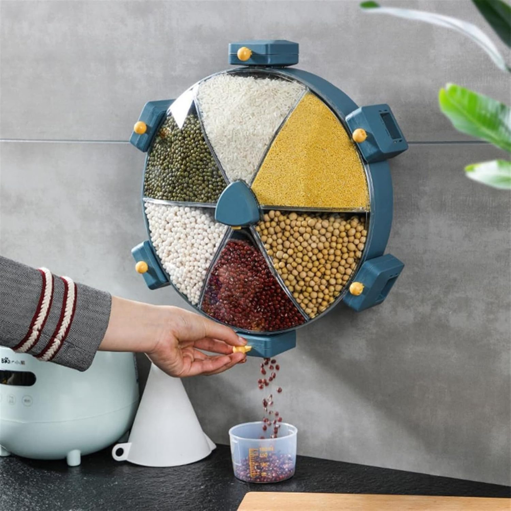 Distributeur de Grains Mural Rotatif 360° – Étanche et Sans Perçage