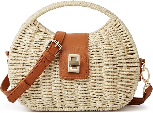 Sac rond en paille tressée avec bandoulière élégante - Homex Market
