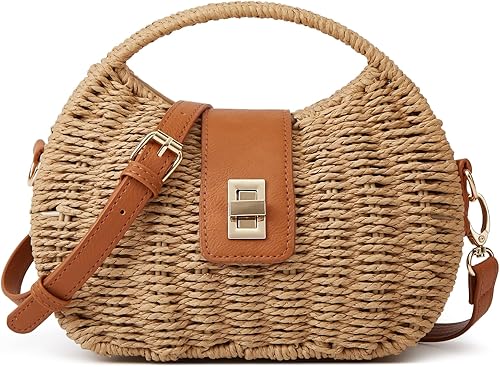 Sac rond en paille tressée avec bandoulière élégante - Homex Market
