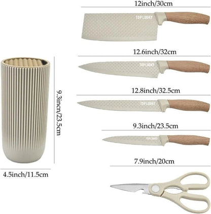Set de 5 Couteaux de Cuisine en Acier Inoxydable avec Support - Homex Market