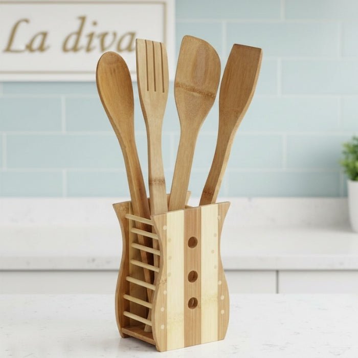 Set d’Ustensiles de Cuisine en Bois Naturel - Homex Market