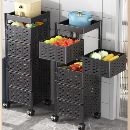 Support de rangement rotatif pour cuisine à 5 niveaux avec 4 Roues - Homex Market